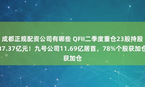 成都正规配资公司有哪些 QFII二季度重仓23股持股37.37亿元！九号公司11.69亿居首，78%个股获加仓