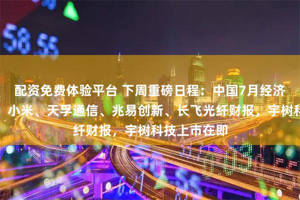 配资免费体验平台 下周重磅日程：中国7月经济数据，阿里、小米、天孚通信、兆易创新、长飞光纤财报，宇树科技上市在即